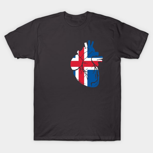 Anatomical heart design, Iceland flag T-Shirt by Bun Art Store